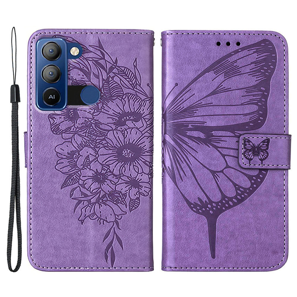 YB Imprinting Series-4 For Tecno Pop 5 LTE 4G Anti-drop Phone Cover Stand Butterfly Flower Imprinted Wallet Phone Case YB Imprinting Series-4 For Tecno Pop 5 LTE 4G Anti-drop Phone Cover Stand Butterfly Flower Imprinted Wallet Phone Case